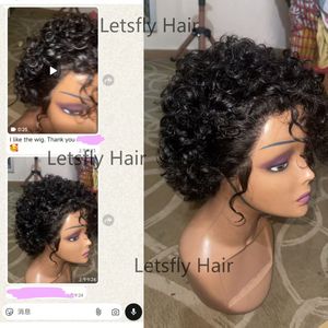 Promotion à 8 $ : Perruques bouclées Letsfly Pixie, Lace Frontal 13x1, 100% Cheveux Humains, Perruque Courte Afro Bouclée, Cheveux Remy Colorés, Livraison Rapide - Product Image 6
