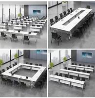 Tables de salle de conférence modulaires pliables modernes, table de formation à plateau rabattable, séminaires mobiles, réunions, bureau