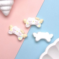 100 piezas de accesorios de resina creativos con diseño de gato de dibujos animados y control de videojuegos, relleno Kawaii para slime, para lazos para el pelo DIY, llaveros y dijes para pendientes