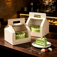 Boîtes à gâteaux personnalisées haut de gamme, recyclables, écologiques, jetables, avec poignée, 12x12x12