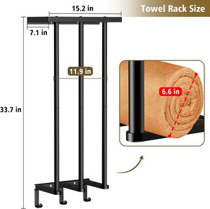 <span class=keywords><strong>Porte</strong></span>-serviettes mural en métal grande capacité à double barre, 3 crochets, multifonction, pour serviettes roulées ou pliées, <span class=keywords><strong>petit</strong></span> modèle - Product Image 6