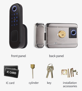 Serrure automatique à bouton pour porte en bois/acier avec lecteur d'empreintes digitales BLE double face en alliage d'aluminium et clavier numérique Tuya en option - Product Image 3