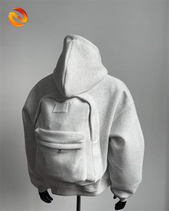 <span class=keywords><strong>Hoodie</strong></span> cinza exclusivo personalizado com mochila armazenamento escondido pulôver zip camisola unisex algodão francês terry mochila <span class=keywords><strong>hoodie</strong></span> - Product Image 4