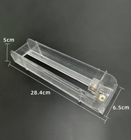 Présentoir d'étagère en acrylique étroit personnalisé système de gestion de poussoir de cigarette avec hélice W6.9cm H7cm L28.3cm matière plastique
