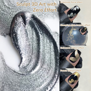 Gel à ongles artistique 5g 4 couleurs HS OEM Marque Privée, Norme UE, sans HEMA, sans TPO, sans MEHQ, effet métallique, sans résidu, gel 3D en relief pour usage en salon - Product Image 6