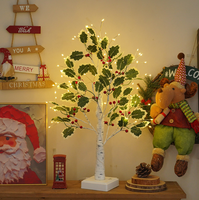 Kerstboomlicht LED Nieuwjaarsvakantie Feestdecoratie Gloeiende boom Binnenhuis Rood fruitblad Decoratieve lamp