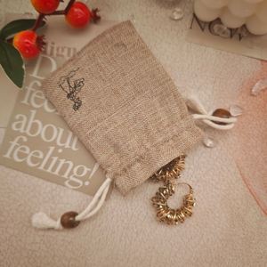 Eco-Friendly <b>Small</b> Natural Jute Earring Necklace Jewelry Dust Pouch Custom Logo Printed Reaycled Burlap Gift Jute Drawstring <b>Bag</b> - Product Image 2