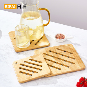 Tapis de table en bambou résistant à la chaleur, dessous de plat rond en bois, tapis isolant de cuisine, couleur unie - Product Image 5