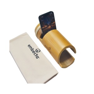 Embeckta Bamboo Mobile Phone <b>Speaker</b> Base Natural Wood <b>Stand</b> For iPhone And Smartphone With Carry Bag Portable Design - Product Image 5