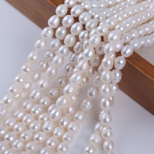 Collier de perles d'eau douce naturelles en forme de riz de 6-7 mm, accessoires faits à la main avec perles en vrac, Zhuji DIY, vente en gros - Product Image 4
