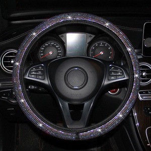 38cm Universal coche SUV transpirable antideslizante Bling diamantes de imitación volante cubierta <span class=keywords><strong>para</strong></span> <span class=keywords><strong>mujer</strong></span> chica con cristal diamante brillante - Product Image 1