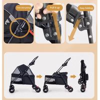 Poussette pliable pour animaux de compagnie, respirante, motif uni, tissu Oxford, fermeture éclair réglable, transporteur extérieur pour chiens et chats