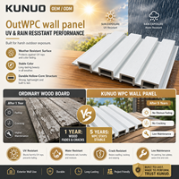 Panneau mural intérieur en WPC couleur unie, revêtement cannelé en composite bois-plastique pour la décoration de villas modernes et de façades de chambres