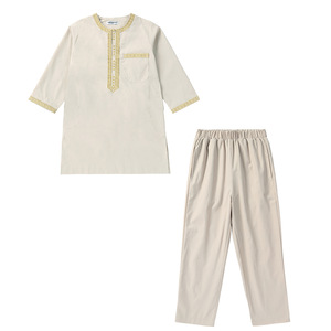 Nouvelle Robe pour Enfants d'Arabie Saoudite, Vêtements Musulmans, <span class=keywords><strong>Qamis</strong></span> pour Garçons, Jubba Thobe, <span class=keywords><strong>Ensemble</strong></span> 2 Pièces, Vêtements Islamiques, Abaya Kaftan pour Hommes, Tenue de Fête - Product Image 6