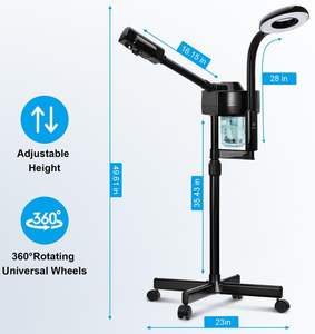 Vaporizzatore Viso Professionale a Vapore Caldo 2 in 1 Nero con Lampada di Ingrandimento 5X e Ozono per Pulizia Profonda Cura del Viso per Salone e Spa - Product Image 6