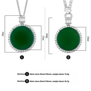Collar Clásico de 25 mm con Colgante de Jadeíta de Imitación de Cobre Ecológico, Joyería de la Paz y la Fortuna, para Regalo de Cumpleaños y Aniversario - Product Image 6