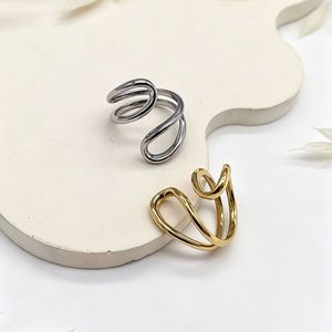 yunnique European Fashion <b>Titanium</b> Steel Open Teardrop <b>Ring</b> Gold Plated Minimalist Unisex Jewelry Gift - Product Image 4