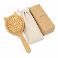 Brosse à cheveux en bois pour jeunes enfants, brosse de massage en bois à coussin d'air, forme de chat, mignonne