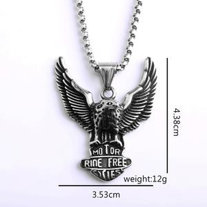 Collier avec pendentif aigle en acier inoxydable, bijoux de style moto pour hommes, cadeau - Product Image 5