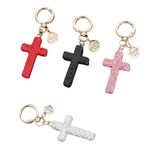بيع بالجملة من المصنع الكريستال الماس أحجار الراين الفاخرة بلينغ لمعان المسيحي jesus الوردي عبر سلسلة المفاتيح للنساء حقيبة سحر المحفظة - Product Image 1