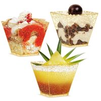 Accessoires réutilisables de mini tasses de dessert de paillettes d'or clair pour le magasin de cuisson de crème glacée de mousse de gelée