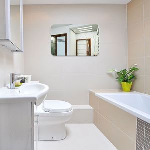 קישוט הבית אליפסה מלבן סגלגל מראה אקרילי קיר דבק מראה מדבקות חדר אמבטיה מדבקות מראה חדר אמבטיה מדבקות 27*17 ס "מ - Product Image 5