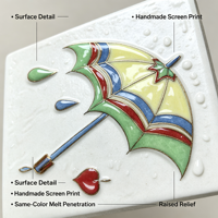 Carrelage mural en céramique moderne motif fleur parapluie 100x100mm avec relief ligne dorée pour chambre d'enfant