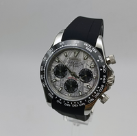 Montre à mouvement VK63, montre argentée avec calendrier, matériau en acier inoxydable 904L, six aiguilles, chronographe segmenté, montre pour homme