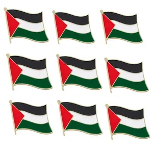 Échantillons gratuits Broche personnalisée plaquée or Broche de drapeau palestinien Broches d'insigne de drapeau de pays