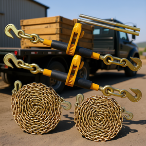Tensor de Cadena con Trinquete de Acero 5/16-3/8, Resistencia a la Rotura de 7100 Libras, Gancho en J para Sujeción en Camiones de Plataforma - Product Image 2