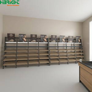 Partenaire d'aménagement de magasins B2B : Présentoirs inclinés robustes en bois pour produits frais, étagères réglables, réapprovisionnement rapide - Product Image 1