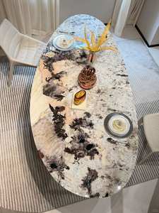 Dalle de quartzite naturelle blanche de luxe de haute qualité, polie, moderne, imperméable, avec des veines de design, pour une utilisation en intérieur, fond de table à manger - Product Image 3