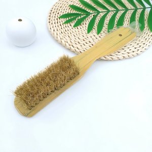 Cepillo para zapatos de pelo de cerdo con mango de madera, mango largo, 2 piezas, cerdas suaves para limpiar zapatos y ropa - Product Image 2