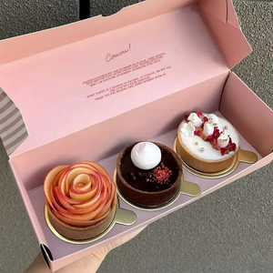 Emballage en carton de papier pliable biodégradable personnalisé, vente en gros de <span class=keywords><strong>boîte</strong></span> d'emballage de papier cadeau de gâteau biscuit biscuit beignet avec bûche - Product Image 2