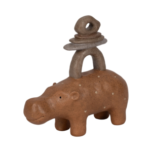 Statuetta di ippopotamo con pietre impilate, scultura in resina per decorazioni per la casa, bagno, ufficio, studio, soggiorno - Product Image 2
