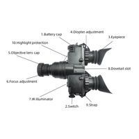 Lunettes de vision nocturne PVS7 fournie par l'usine, grossissement 1X/3X, résolution 57-72, 8 niveaux de luminosité, distance effective de 300 m