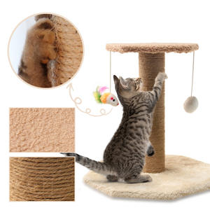 Pequeño poste de sisal y artículos minimalistas para mascotas: rascador de madera moderno para gatos, torre de juegos y casa. - Product Image 1