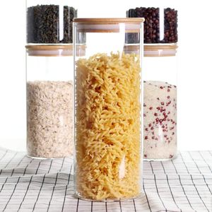 Stackable Kitchen <b>Canisters</b> <b>Set</b> Clear Glass Food Storage Jars Containers with Airtight Bamboo Lid - Product Image 5
