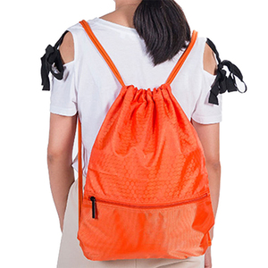 Hot Sale Custom Logo Sport Travel Waterproof Polyester <b>Drawstring</b> <b>Backpack</b> Bag with Zipper Pocket for Women Man Gym - Product Image 2