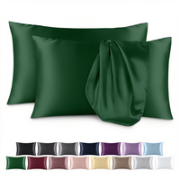 Taies d'oreiller classiques en satin Jiyimei, lot de 2, standard, luxe, fermeture éclair, tissu doux, lisse, respirant, motif uni