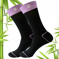 Chaussettes en bambou 100% sans couture, Style Business classique, manchette de couleur différente, Logo brodé personnalisé