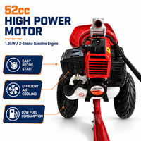 Tondeuse à gazon thermique 52cc 1.6kW 2 temps, poussée manuelle, sur roues, débroussailleuse, coupe-herbe pour jardin et ferme