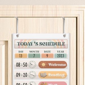 Tabla de horarios diarios, gráfico de bolsillo, rectangular vertical, de plástico, para gestión del tiempo, decoración para el aula, regreso a clases, color blanco - Product Image 2
