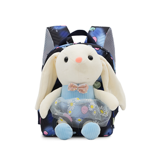 Commercio all'ingrosso di alta qualità animale 3D lungo orecchio coniglietto zaino scuola borsa in poliestere tessuto di peluche per bambini zaino - Product Image 3