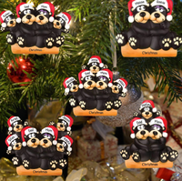 Pendentif familial ours noir en résine de haute qualité, créatif et mignon, pour décoration de sapin de Noël, fournitures de cadeaux de fêtes
