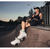 Chaussures à roulettes pour adultes, baskets à roulettes rétractables 2-en-1, design à déformation pop, 4 roues en PU résistantes à l'usure, roues lumineuses, respirantes