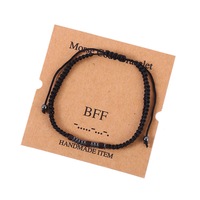 Fait à la main Inspirational Morse Code Perles En Bois Corde Tissé Amitié Réglable Bracelet Femmes Hommes En Gros