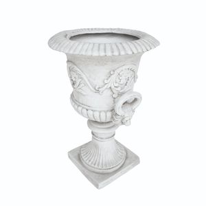 Planteur d'urne de jardin de calice en béton léger antique extérieur, pots de fleurs noirs - Product Image 3