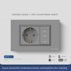 1 Gang 1/2 Way + EU German Standard Wall Switch <b>Socket</b> <b>USB</b> Type-C Universal White Fluorescent High <b>Power</b> <b>Socket</b> PC Panel - Product Image 4