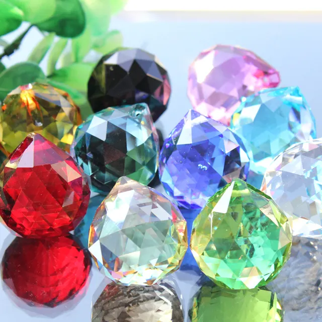 Honor of crystal-bola de cristal transparente, decoración colorida y exquisita para el hogar, Prisma de cristal multifacético, colgante, barata